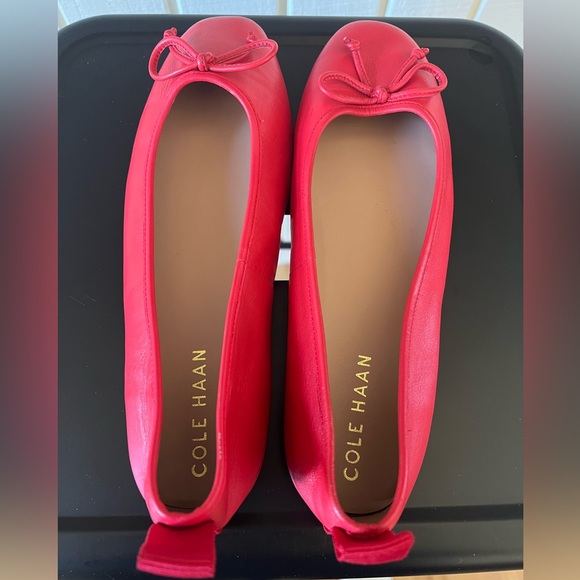 Cole Haan Red Leather Ballet Flats - Picture 2 of 5